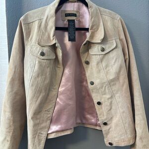 Joseph Beige Suede Jacket with Pink Lining